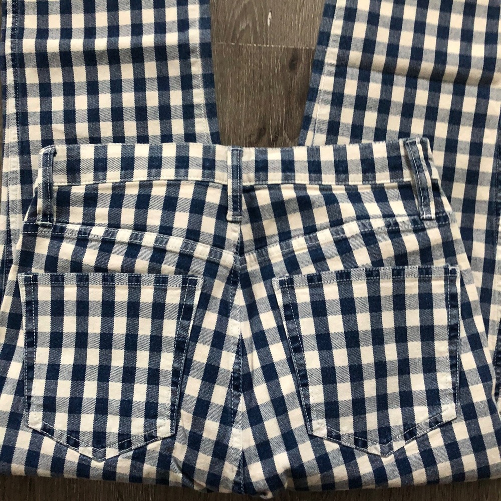 J Crew Jeans Womens 26 High Rise Vintage Straight Gingham Blue White Check NEW - Picture 15 of 16